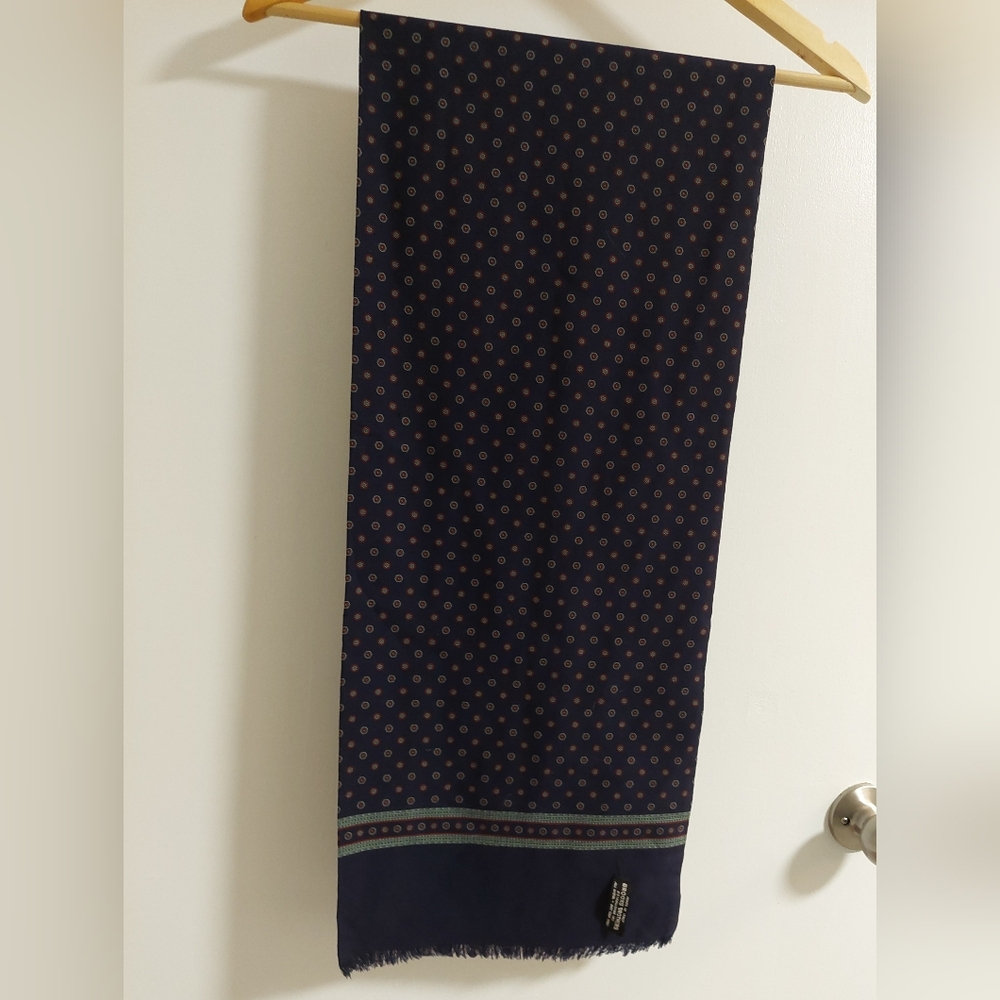 Brooks Brothers Navy and Brown Patterned Scarf